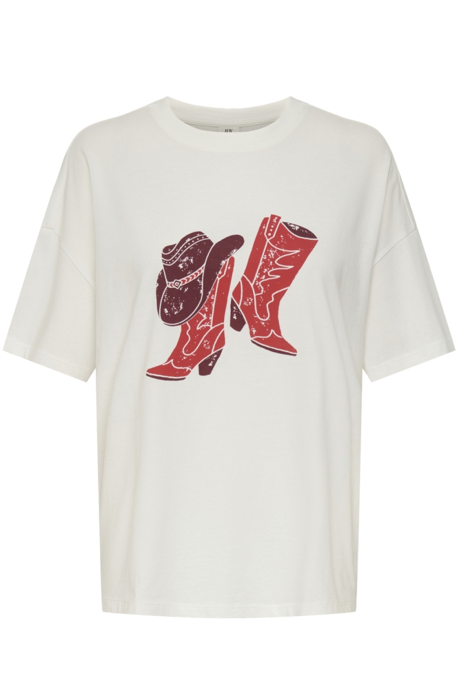 JDYCARLA S/S OVERSIZE T-SHIRT JRS 15356228 Cloud Dancer/BOOTS
